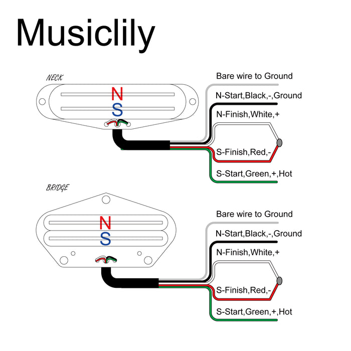 Musiclily Pro TL-DPHA Alnico 5 Rail Blade Single Coil Sized Humbucker Neck Bridge Pickups Set 9.1K/13.2K High Output for Tele Style Electric Guitar