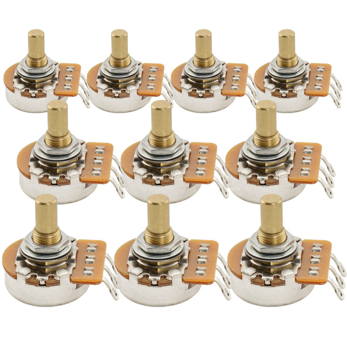 Musiclily Pro HD B250K ポット 黄銅製 メトリック ソリッド ショートシャフト 6.5mm リニアテーパー ポテンショメーター エレキギター/ベース用 (10個セット)