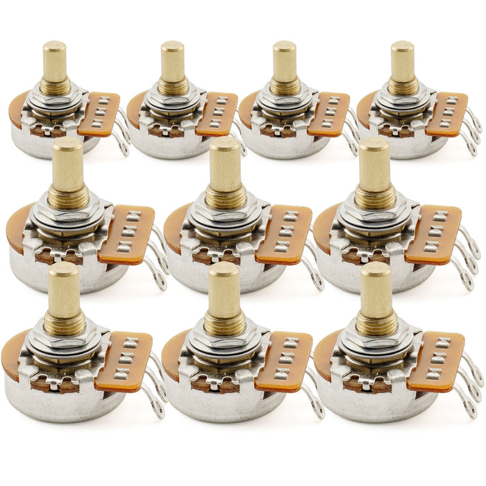 Musiclily Pro HD A500K ポット 黄銅製 メトリック ソリッド ショートシャフト 6.5mm オーディオテーパー ポテンショメーター エレキギター/ベース用 (10個セット)