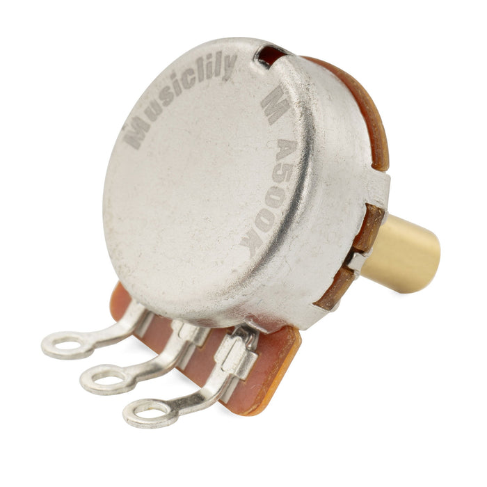 Musiclily Pro HD A500K ポット 黄銅製 メトリック ソリッド ショートシャフト 6.5mm オーディオテーパー ポテンショメーター Tele/PB/JBスタイル エレキギター/ベース用 (2個セット)