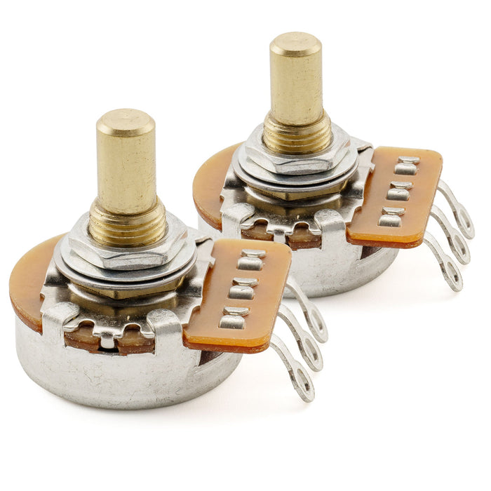 Musiclily Pro HD A500K ポット 黄銅製 メトリック ソリッド ショートシャフト 6.5mm オーディオテーパー ポテンショメーター Tele/PB/JBスタイル エレキギター/ベース用 (2個セット)