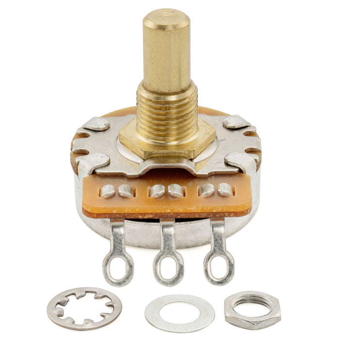 Musiclily Pro HD A500K ポット 黄銅製 メトリック ソリッド ショートシャフト 6.5mm オーディオテーパー ポテンショメーター LP/SGスタイル エレキギター/ベース用 (4個セット)