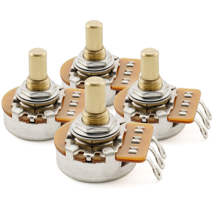 Musiclily Pro HD A500K ポット 黄銅製 メトリック ソリッド ショートシャフト 6.5mm オーディオテーパー ポテンショメーター LP/SGスタイル エレキギター/ベース用 (4個セット)