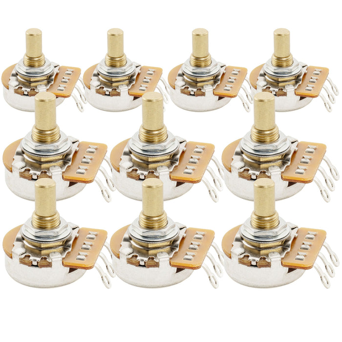 Musiclily Pro HD A500K ポット 黄銅製 メトリック ソリッド ショートシャフト 6.5mm オーディオテーパー ポテンショメーター エレキギター/ベース用 (10個セット)