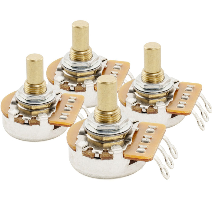 Musiclily Pro HD A500K ポット 黄銅製 メトリック ソリッド ショートシャフト 6.5mm オーディオテーパー ポテンショメーター LP/SGスタイル エレキギター/ベース用 (4個セット)
