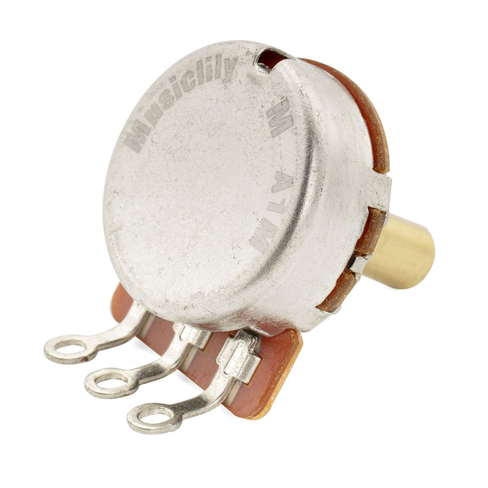 Musiclily Pro HD A1M ポット 黄銅製 メトリック ソリッド ショートシャフト 6.5mm オーディオテーパー ポテンショメーター エレキギター/ベース用 (10個セット)