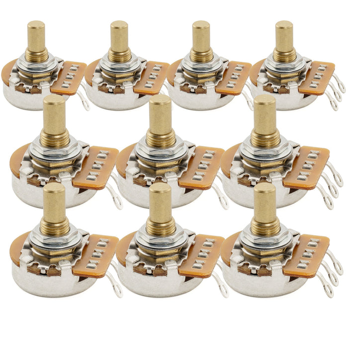 Musiclily Pro HD A1M ポット 黄銅製 メトリック ソリッド ショートシャフト 6.5mm オーディオテーパー ポテンショメーター エレキギター/ベース用 (10個セット)