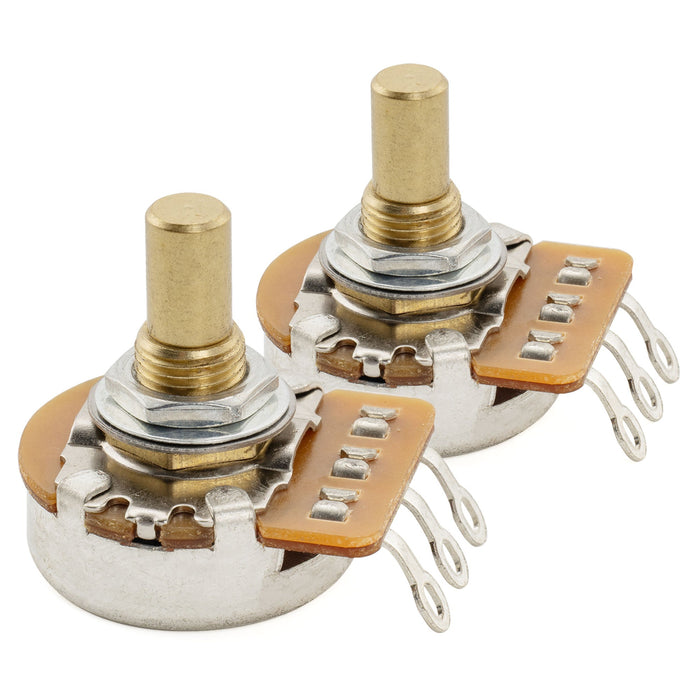 Musiclily Pro HD A1M ポット 黄銅製 メトリック ソリッド ショートシャフト 6.5mm オーディオテーパー ポテンショメーター Jazzmaster/Jaguarスタイル エレキギター/ベース用 (2個セット)