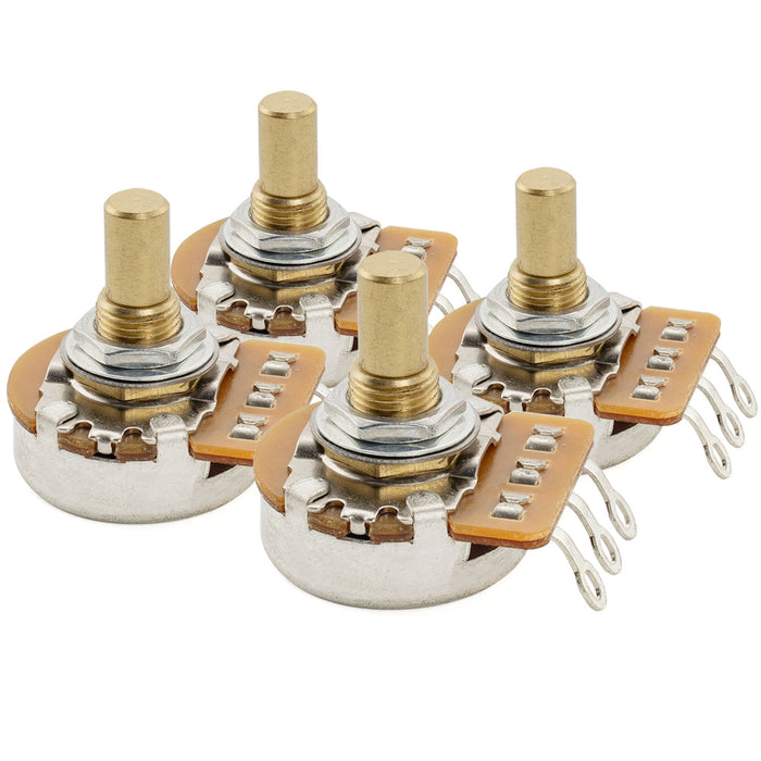 Musiclily Pro HD A1M ポット 黄銅製 メトリック ソリッド ショートシャフト 6.5mm オーディオテーパー ポテンショメーター エレキギター/ベース用 (4個セット)