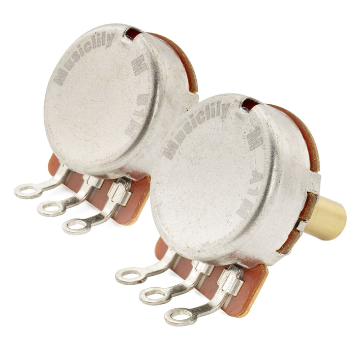 Musiclily Pro HD A1M+B1M ポット 黄銅製 メトリック ソリッド ショートシャフト 6.5mm オーディオリニアテーパー ポテンショメーター Jazzmaster/Jaguarスタイル エレキギター/ベース用 (1A1Bセット)