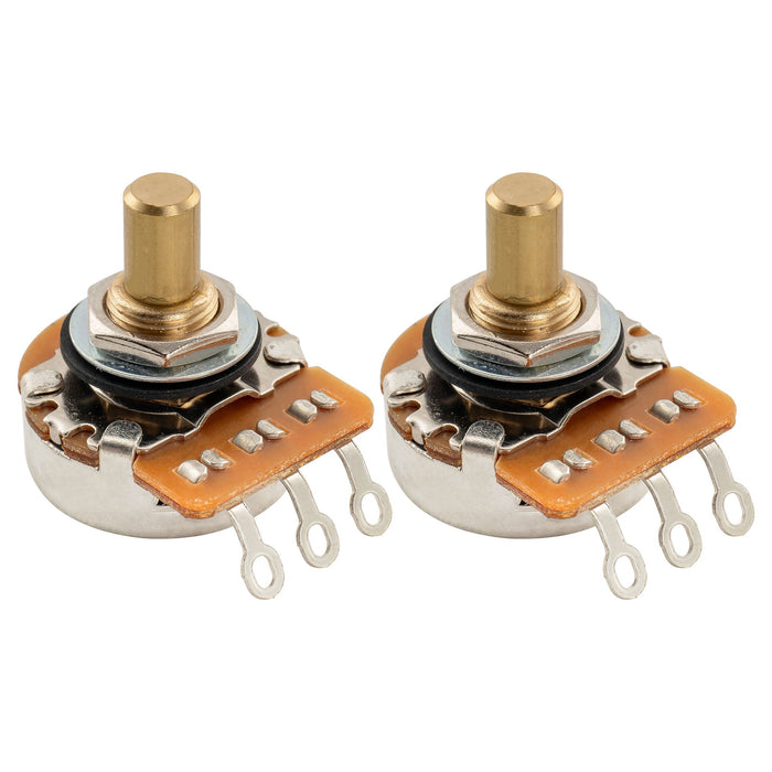 Musiclily Pro HD A500K Pots Brass Solid Short Shaft 1/4 Inch Audio Taper Potentiometers for Tele PB JB Style Electric Guitar Bass (Set of 2)