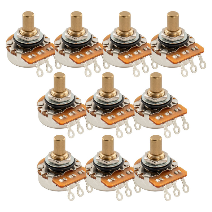 Musiclily Pro HD A1M Pots Brass Solid Short Shaft 1/4 Inch Audio Taper Potentiometers for Electric Guitar Bass (Set of 10)