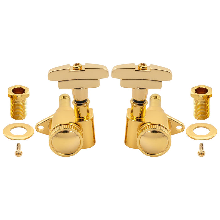 Musiclily Pro R18K 3R3L 18:1 Ratio Full Sealed Locking Machine Heads Tuners Tuning Pegs Keys with GR-Style Button for Acoustic Electric Guitar