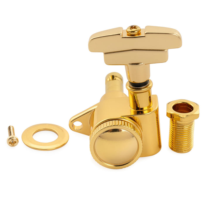 Musiclily Pro R18K Single 18:1 Ratio Full Sealed Locking Machine Head Treble Side Tuner Tuning Peg Key with GR-Style Button for Acoustic Electric Guitar