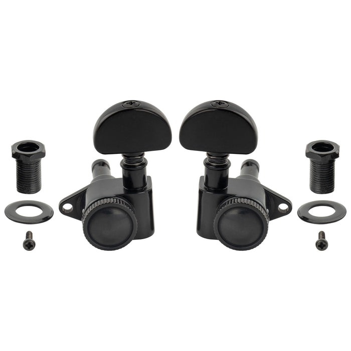 Musiclily Pro R18K 3R3L 18:1 Ratio Full Sealed Locking Machine Heads Tuners Tuning Pegs Keys with Half Moon Button for Acoustic Electric Guitar