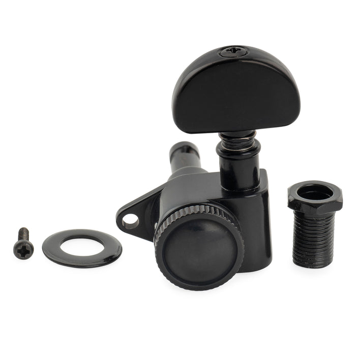 Musiclily Pro R18K un solo mecanismo con relación 18:1, bloqueo sellado completo, afinador de lado treble, tecla de afinación con botón de media luna para guitarra acústica y eléctrica