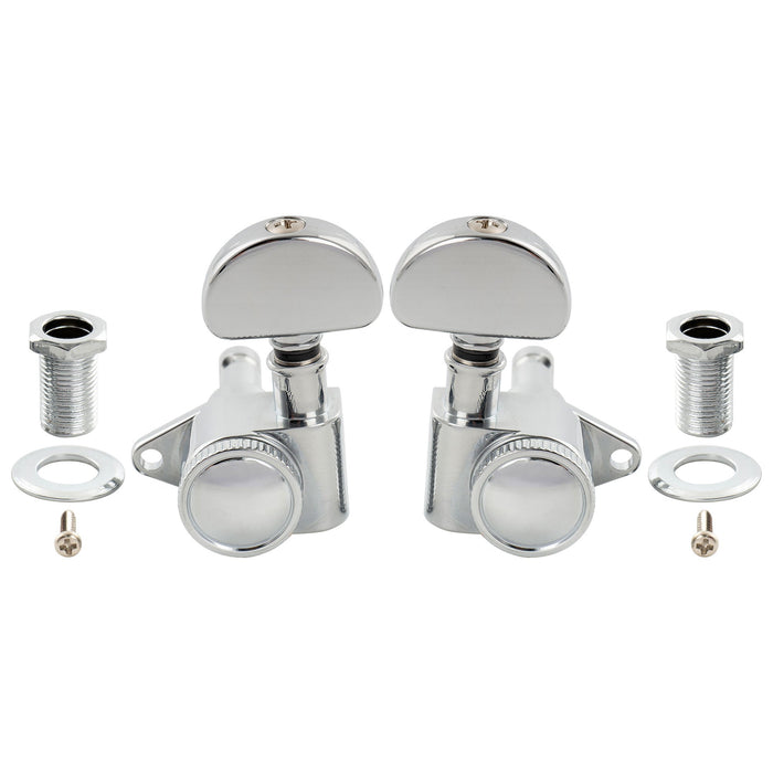 Musiclily Pro R18K 3R3L 18:1 Ratio Full Sealed Locking Machine Heads Tuners Tuning Pegs Keys with Half Moon Button for Acoustic Electric Guitar