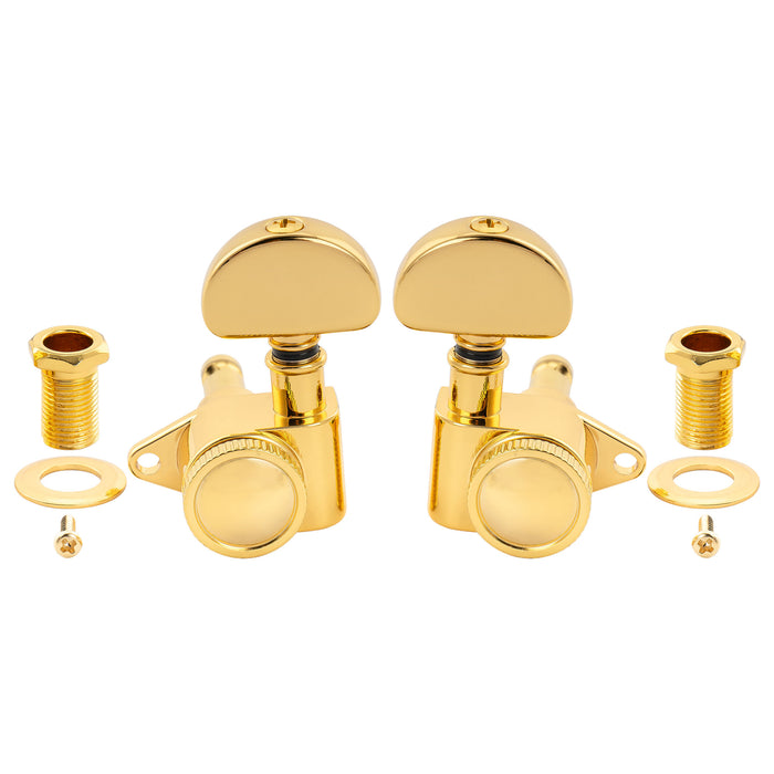 Mecanismos de afinação Locking R18K 3R3L, Relação 18:1, totalmente vedados, com cabeça de meia-lua para violão acústico e elétrico