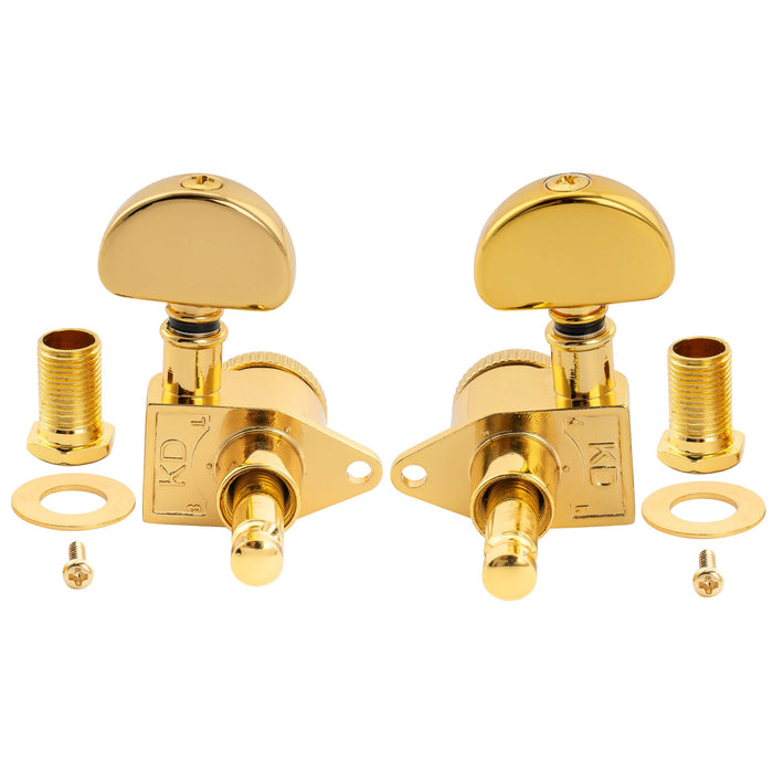 Musiclily Pro R18K 3R3L 18:1 Ratio Full Sealed Locking Machine Heads Tuners Tuning Pegs Keys with Half Moon Button for Acoustic Electric Guitar