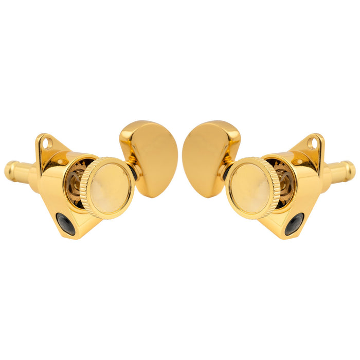 Musiclily Pro R18K 3R3L 18:1 Ratio Full Sealed Locking Machine Heads Tuners Tuning Pegs Keys with Half Moon Button for Acoustic Electric Guitar