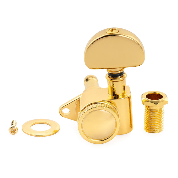 Musiclily Pro R18K Single 18:1 Ratio Full Sealed Locking Machine Head Treble Side Tuner Tuning Peg Key with Half Moon Button for Acoustic Electric Guitar