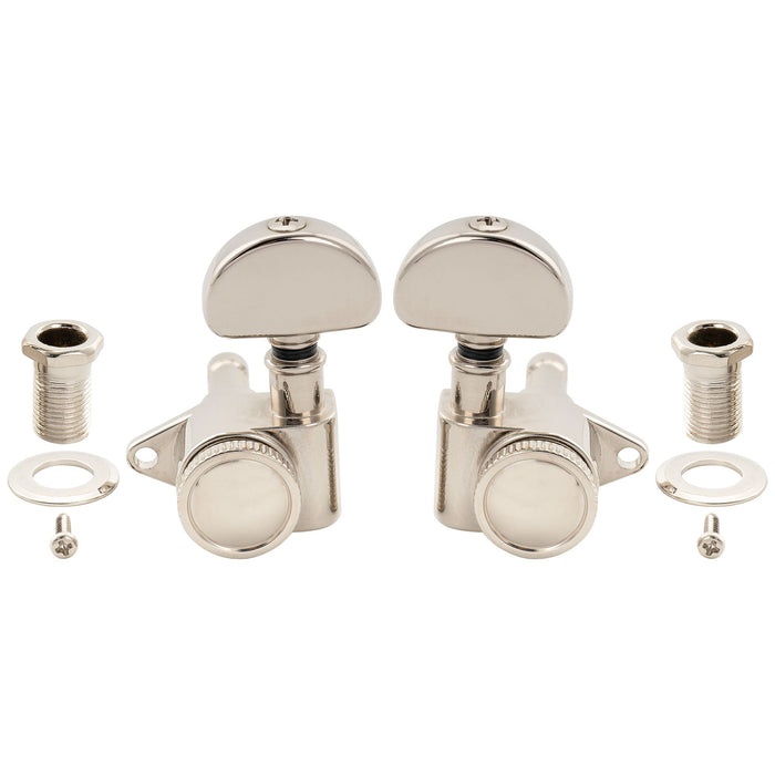 Musiclily Pro R18K 3R3L 18:1 Ratio Full Sealed Locking Machine Heads Tuners Tuning Pegs Keys with Half Moon Button for Acoustic Electric Guitar