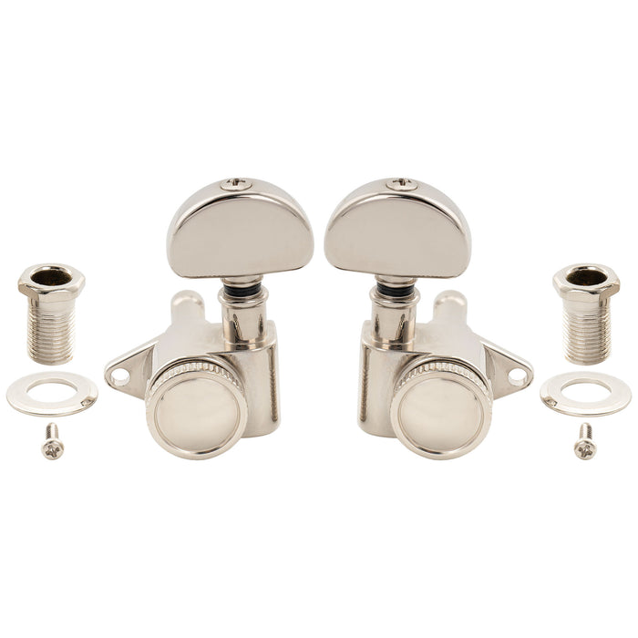 Mecanismos de afinação Locking R18K 3R3L, Relação 18:1, totalmente vedados, com cabeça de meia-lua para violão acústico e elétrico