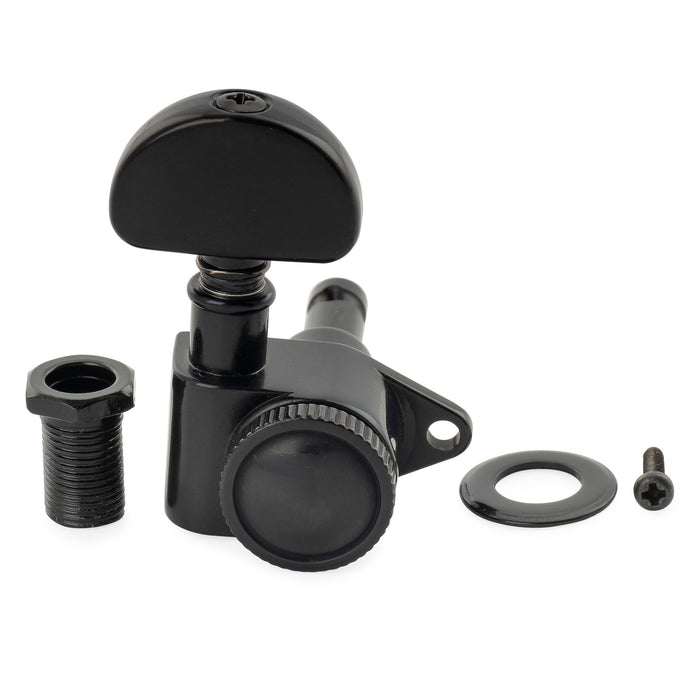 Musiclily Pro R18K Single 18:1 Ratio Full Sealed Locking Machine Head Bass Side Tuner Tuning Peg Key with Half Moon Button for Acoustic Electric Guitar