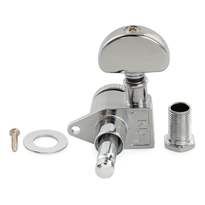 Musiclily Pro R18K Single 18:1 Ratio Full Sealed Locking Machine Head Bass Side Tuner Tuning Peg Key with Half Moon Button for Acoustic Electric Guitar