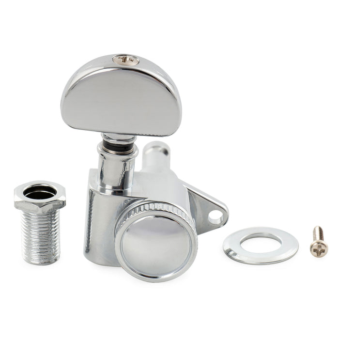 Musiclily Pro R18K Single 18:1 Ratio Full Sealed Locking Machine Head Bass Side Tuner Tuning Peg Key with Half Moon Button for Acoustic Electric Guitar