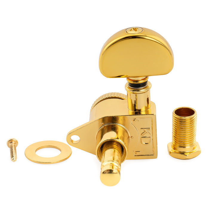 Musiclily Pro R18K Single 18:1 Ratio Full Sealed Locking Machine Head Bass Side Tuner Tuning Peg Key with Half Moon Button for Acoustic Electric Guitar