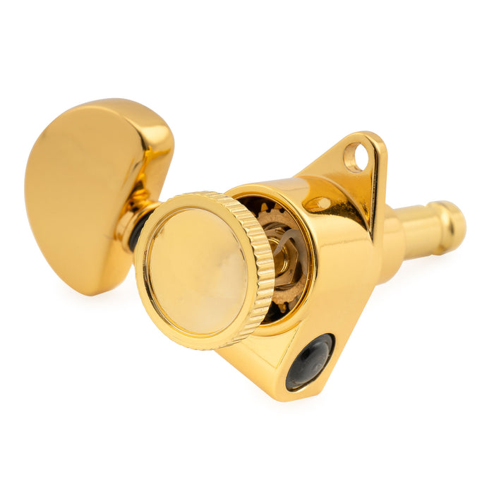 Musiclily Pro R18K Single 18:1 Ratio Full Sealed Locking Machine Head Bass Side Tuner Tuning Peg Key with Half Moon Button for Acoustic Electric Guitar