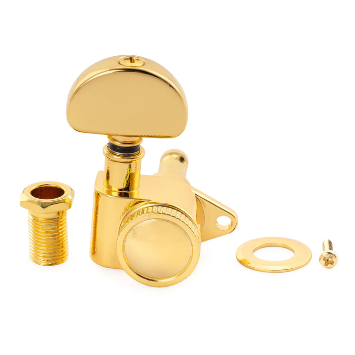 Musiclily Pro R18K Single 18:1 Ratio Full Sealed Locking Machine Head Bass Side Tuner Tuning Peg Key with Half Moon Button for Acoustic Electric Guitar