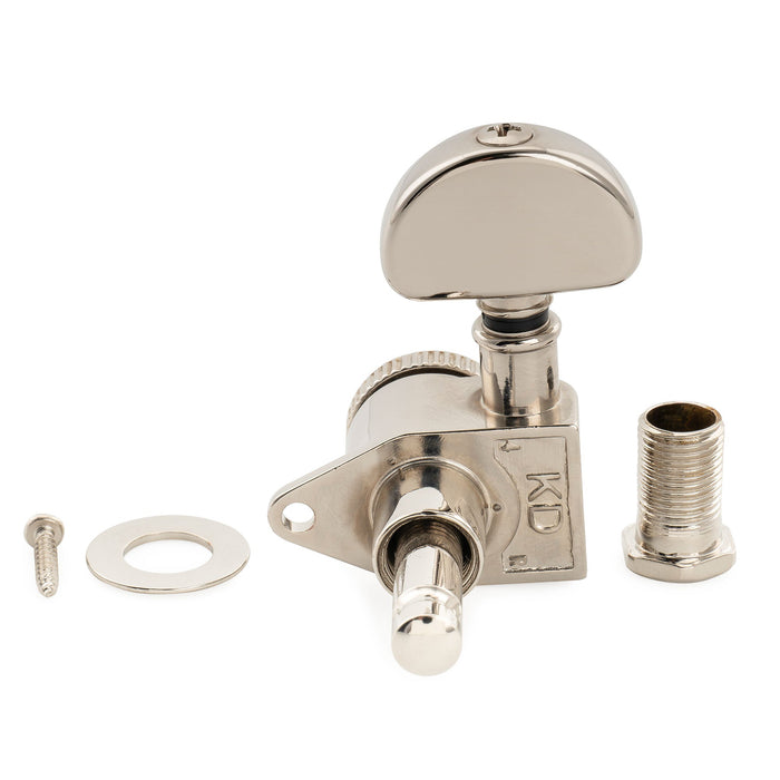 Musiclily Pro R18K Single 18:1 Ratio Full Sealed Locking Machine Head Bass Side Tuner Tuning Peg Key with Half Moon Button for Acoustic Electric Guitar