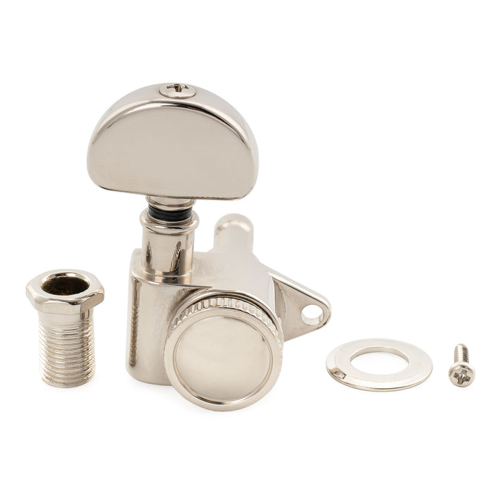 Musiclily Pro R18K Single 18:1 Ratio Full Sealed Locking Machine Head Bass Side Tuner Tuning Peg Key with Half Moon Button for Acoustic Electric Guitar