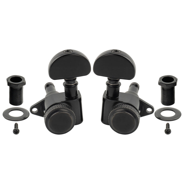 Musiclily Pro R18K 3R3L 18:1 Ratio Full Sealed Locking Machine Heads Tuners Tuning Pegs Keys with Half-Moon Button for Acoustic Electric Guitar