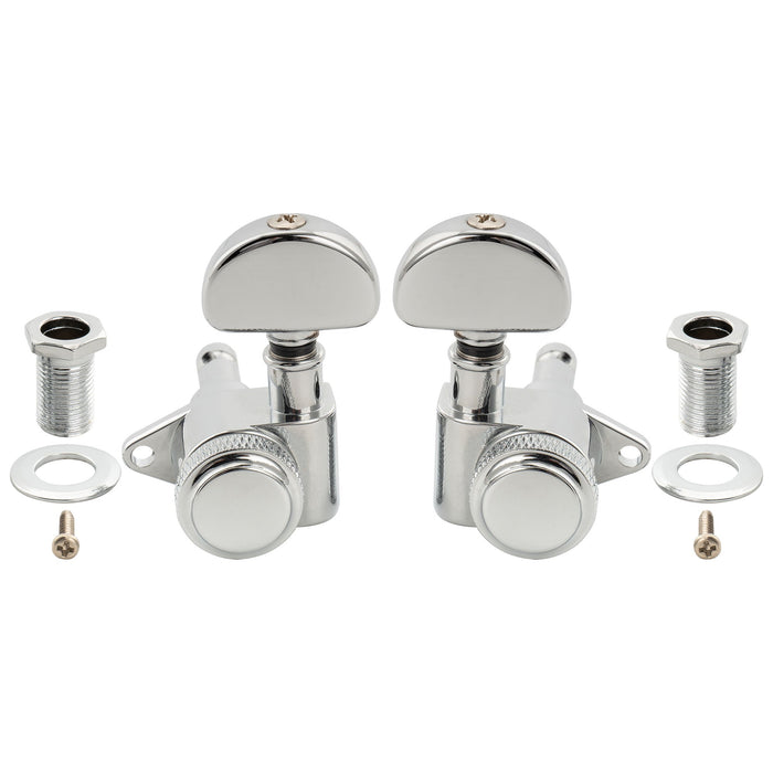 Musiclily Pro R18K 3R3L 18:1 Ratio Full Sealed Locking Machine Heads Tuners Tuning Pegs Keys with Half-Moon Button for Acoustic Electric Guitar