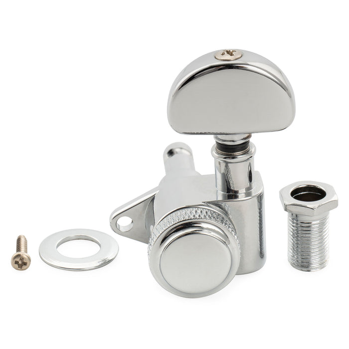 Musiclily Pro R18K Single 18:1 Ratio Full Sealed Locking Machine Head Treble Side Tuner Tuning Peg Key with Half-Moon Button for Acoustic Electric Guitar