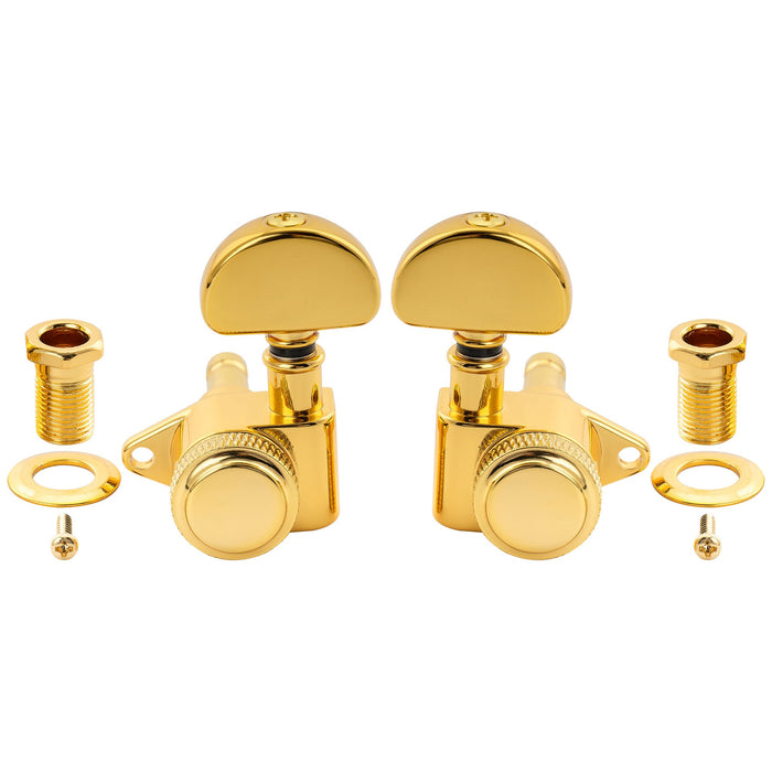 Musiclily Pro R18K 3R3L 18:1 Ratio Full Sealed Locking Machine Heads Tuners Tuning Pegs Keys with Half-Moon Button for Acoustic Electric Guitar