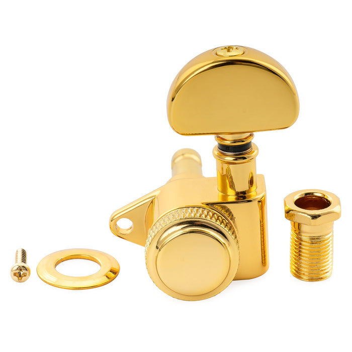 Musiclily Pro R18K Single 18:1 Ratio Full Sealed Locking Machine Head Treble Side Tuner Tuning Peg Key with Half-Moon Button for Acoustic Electric Guitar