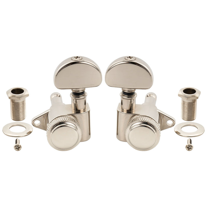 Musiclily Pro R18K 3R3L 18:1 Ratio Full Sealed Locking Machine Heads Tuners Tuning Pegs Keys with Half-Moon Button for Acoustic Electric Guitar