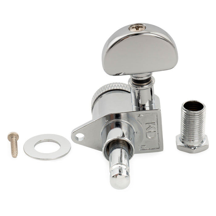 Musiclily Pro R18K Single 18:1 Ratio Full Sealed Locking Machine Head Bass Side Tuner Tuning Peg Key with Half-Moon Button for Acoustic Electric Guitar