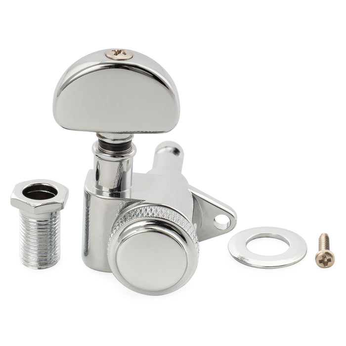 Musiclily Pro R18K Single 18:1 Ratio Full Sealed Locking Machine Head Bass Side Tuner Tuning Peg Key with Half-Moon Button for Acoustic Electric Guitar