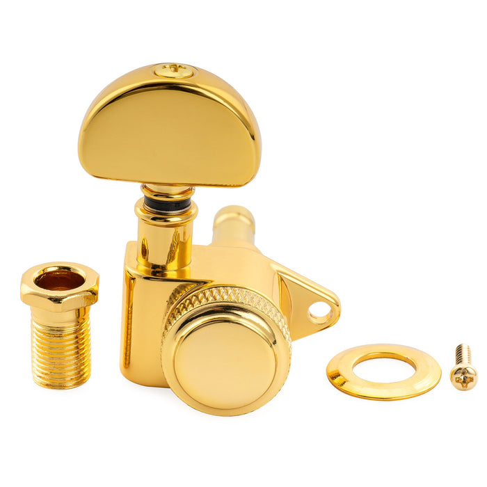 Musiclily Pro R18K Single 18:1 Ratio Full Sealed Locking Machine Head Bass Side Tuner Tuning Peg Key with Half-Moon Button for Acoustic Electric Guitar