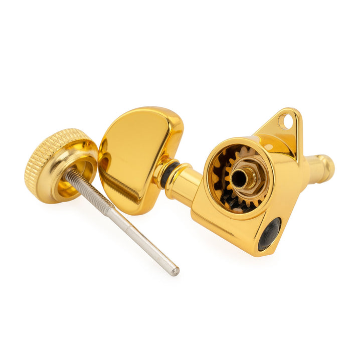 Musiclily Pro R18K Single 18:1 Ratio Full Sealed Locking Machine Head Bass Side Tuner Tuning Peg Key with Half-Moon Button for Acoustic Electric Guitar