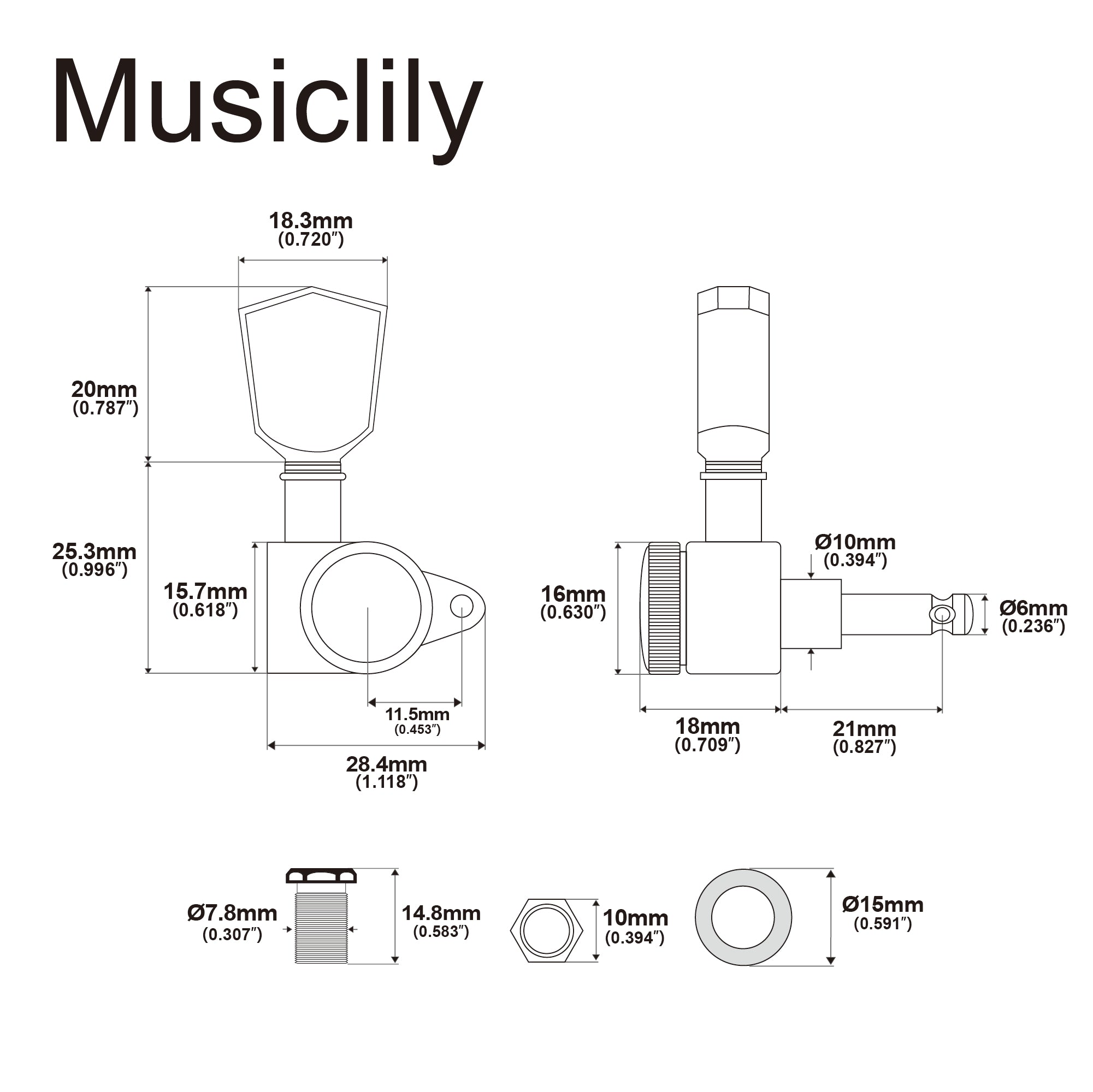 Musiclily Pro R18K-11 3R3L 18:1 соотношение, полностью запечатанные блокирующие головки для гитары, тюнеры, ключи с Keystone для акустической и электрогитары