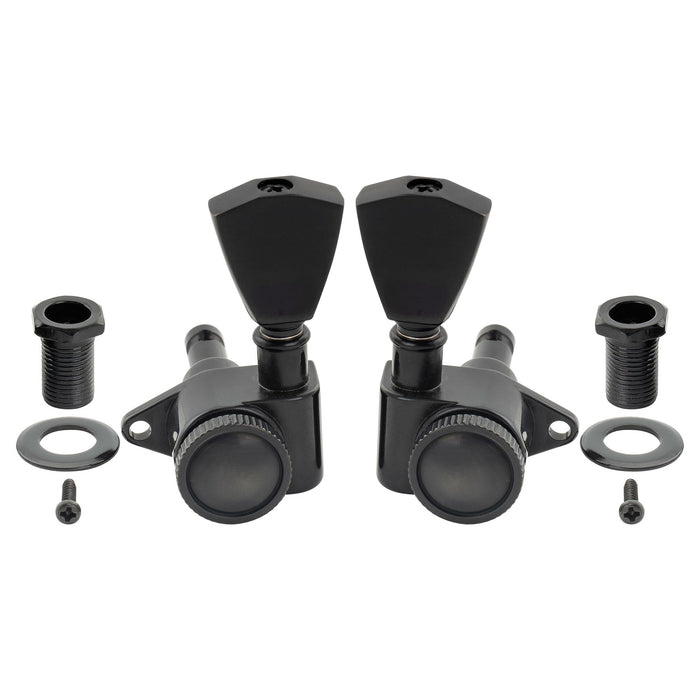 Musiclily Pro R18K 3R3L 18:1 Ratio Full Sealed Locking Machine Heads Tuners Tuning Pegs Keys with Keystone Button for Acoustic Electric Guitar