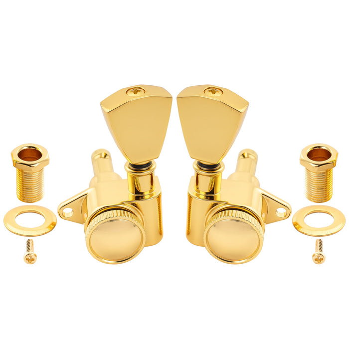 Musiclily Pro R18K 3R3L 18:1 Ratio Full Sealed Locking Machine Heads Tuners Tuning Pegs Keys with Keystone Button for Acoustic Electric Guitar