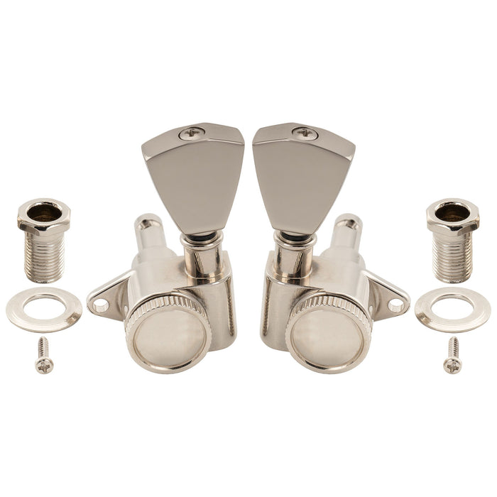 Musiclily Pro R18K 3R3L 18:1 Ratio Full Sealed Locking Machine Heads Tuners Tuning Pegs Keys with Keystone Button for Acoustic Electric Guitar