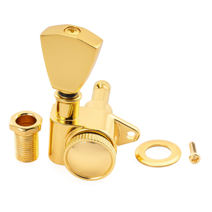 Musiclily Pro R18K Single 18:1 Ratio Full Sealed Locking Machine Head Bass Side Tuner Tuning Peg Key with Keystone Button for Acoustic Electric Guitar